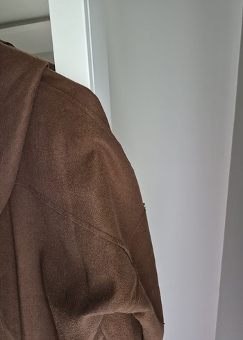 Drapeli Kahverengi Kadın Midi Kaban - Görsel 4