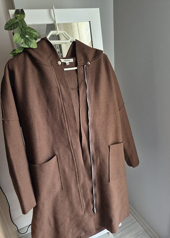 Drapeli Kahverengi Kadın Midi Kaban - Görsel 3