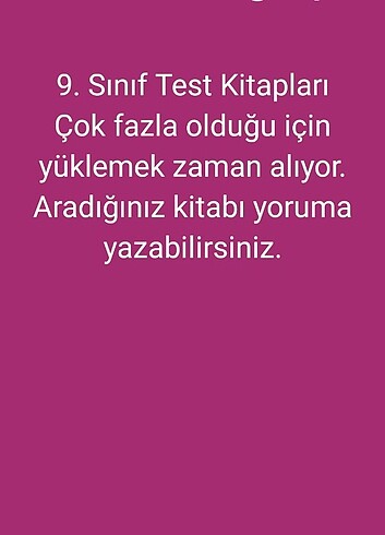 9. Sınıf Test Kitapları 