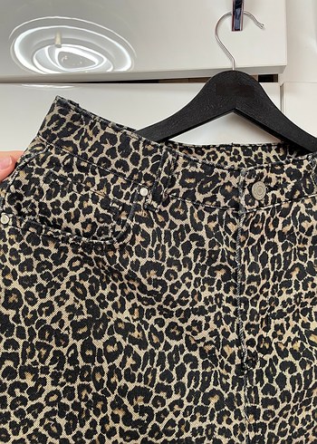 Kahverengi Leopar Desenli Kadın  Pantolon - Görsel 2