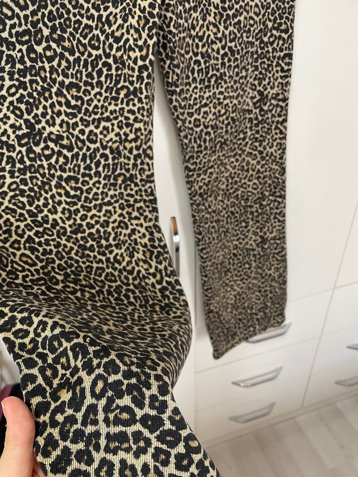 Kahverengi Leopar Desenli Kadın  Pantolon - Görsel 3