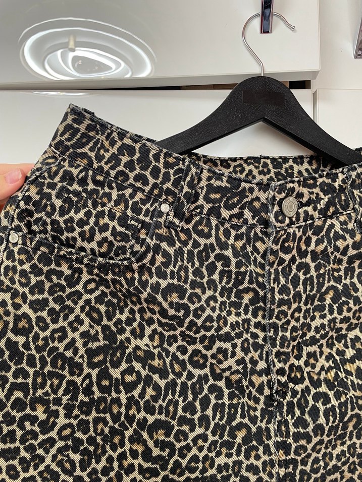 Kahverengi Leopar Desenli Kadın  Pantolon - Görsel 2