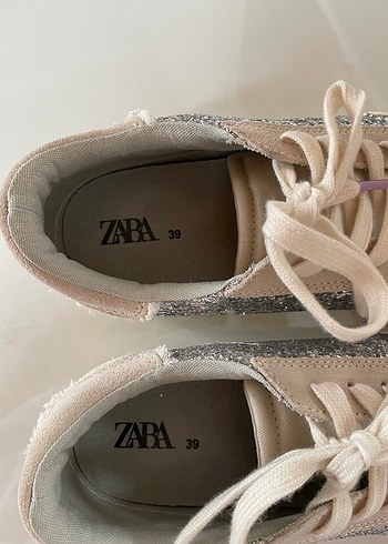 Simli Beyaz Gri Blok Topuklu Spor Ayakkabı - Görsel 4