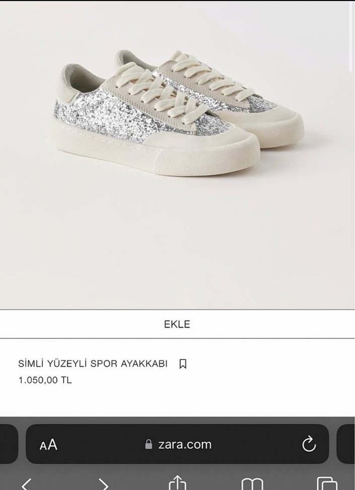 Simli Beyaz Gri Blok Topuklu Spor Ayakkabı - Görsel 2