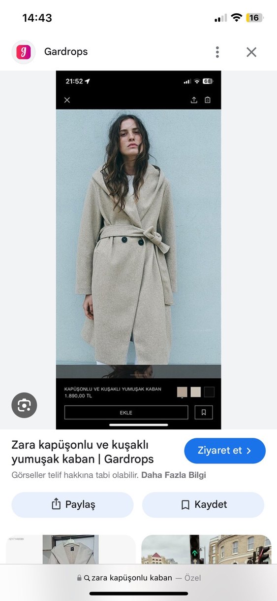 Zara Bej Kemerli Uzun Kaban - Görsel 5