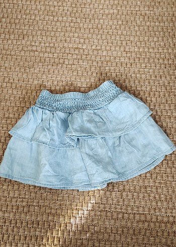 Kız Çocuk Açık Mavi Fırfırlı Denim Etek