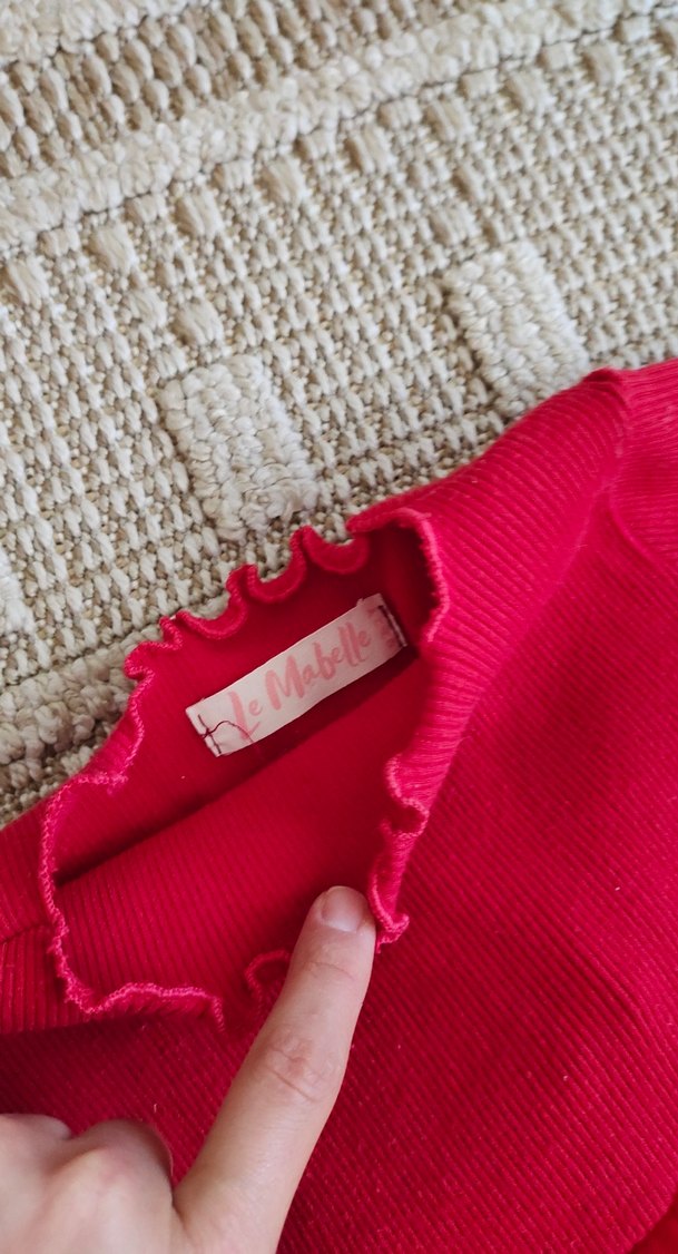 Kız Çocuk Kırmızı Uzun Kollu Fırfırlı Elbise - Görsel 2