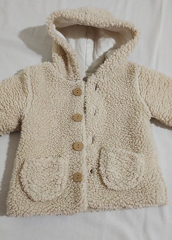 Kapüşonlu  Çocuk Bej Triko Kaban - Görsel 4