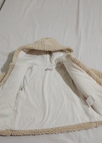 Kapüşonlu  Çocuk Bej Triko Kaban - Görsel 5