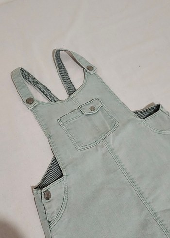 Gri Kısa Kot Salopet - Görsel 2