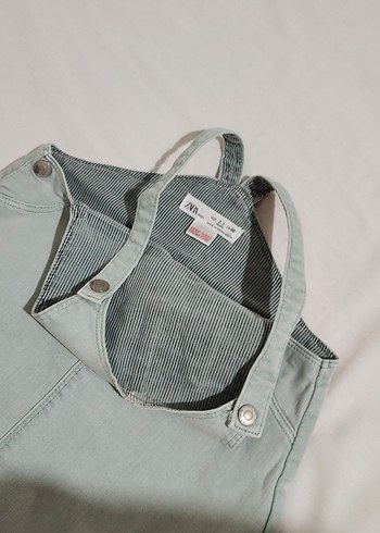 Gri Kısa Kot Salopet - Görsel 4