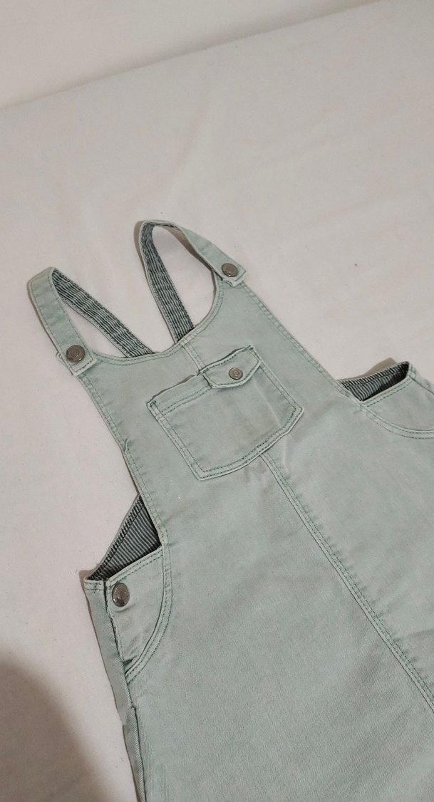 Gri Kısa Kot Salopet - Görsel 2