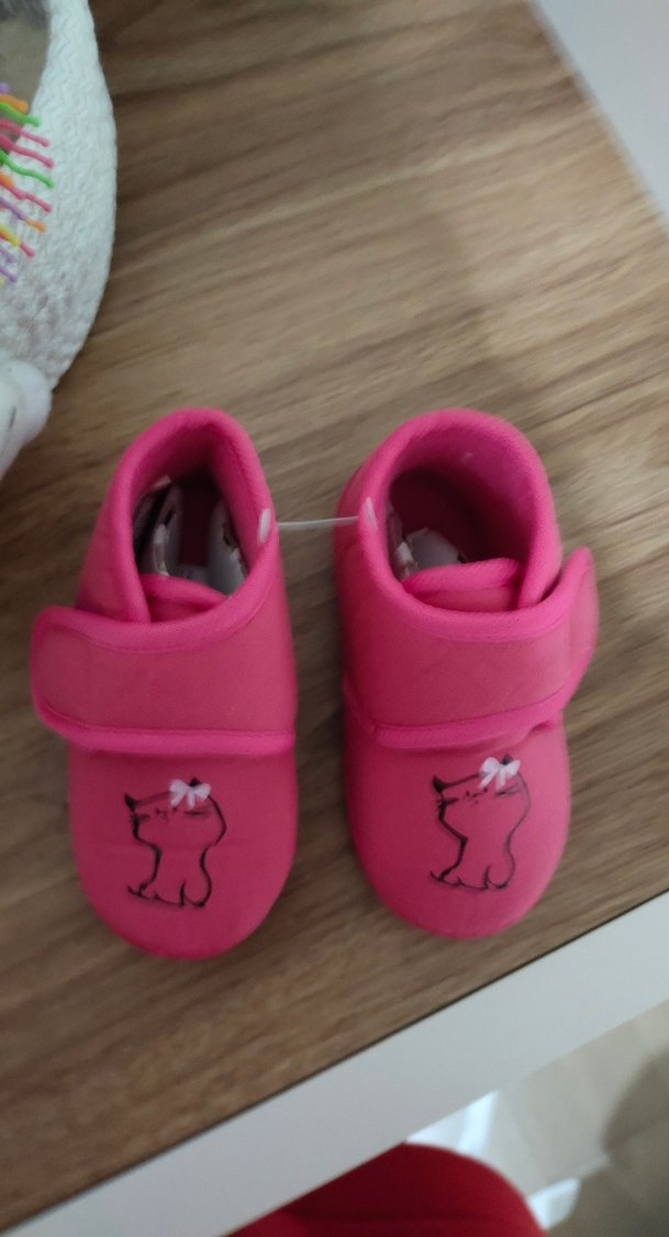 Kız Çocuk Pembe Sıcak Terlik Velcro - Görsel 2