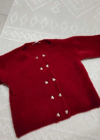 Düğmeli Kırmızı Kadın Triko Hırka - Görsel 2