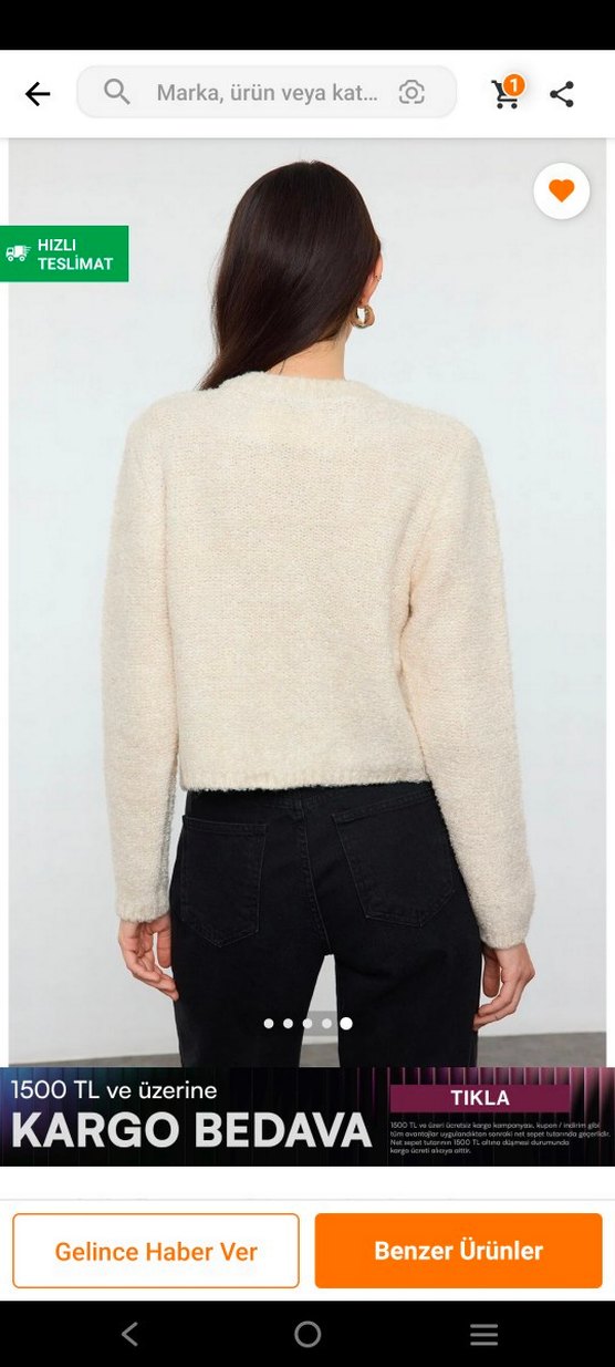 Kısa Beyaz Halter Yaka Triko Hırka - Görsel 2