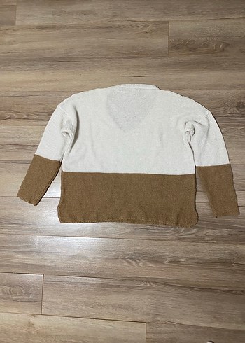 Pull&Bear V Yaka Örgü Kadın Kazak - Görsel 4