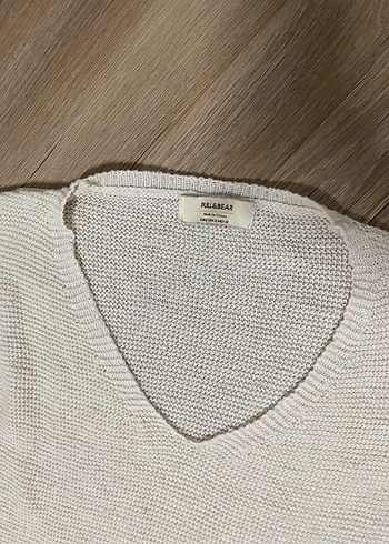 Pull&Bear V Yaka Örgü Kadın Kazak - Görsel 2