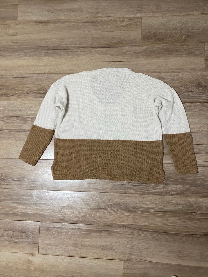 Pull&Bear V Yaka Örgü Kadın Kazak - Görsel 4