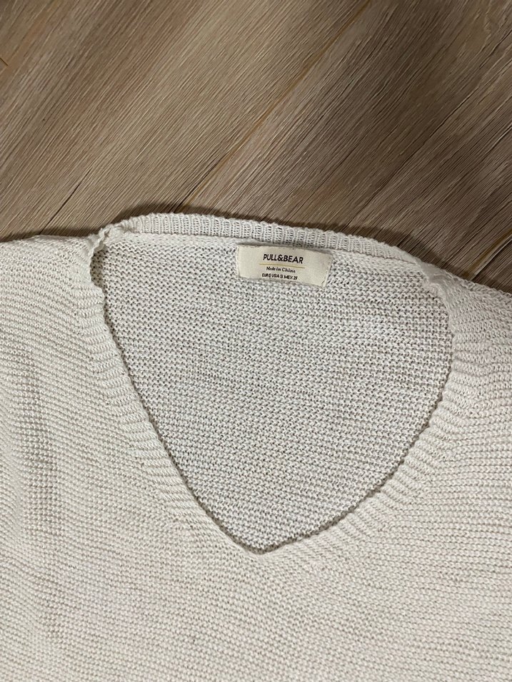 Pull&Bear V Yaka Örgü Kadın Kazak - Görsel 2