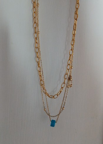 Bohem Zincir Detaylı Turkuaz Midi Kolye - Görsel 2