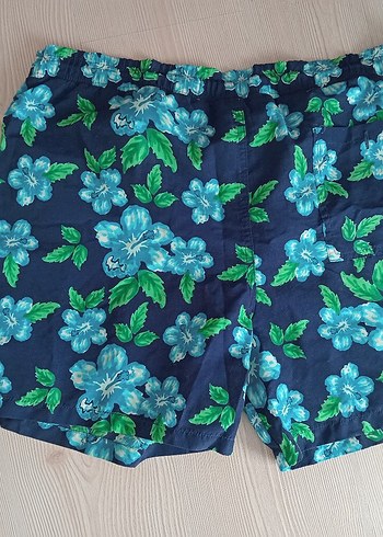 Bohem Mavi Çiçek Desenli Düğmeli Şort - Görsel 2