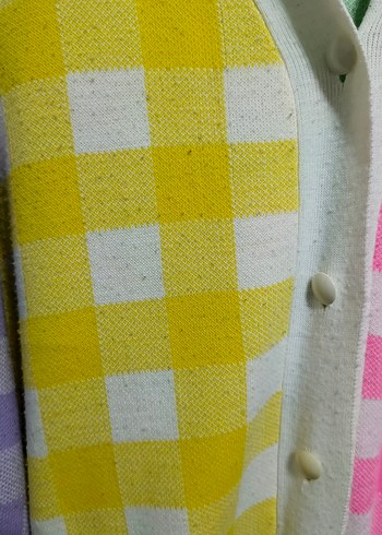 Düğmeli Renkli Kadın Hırka - Görsel 2