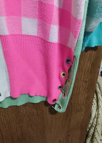 Düğmeli Renkli Kadın Hırka - Görsel 6