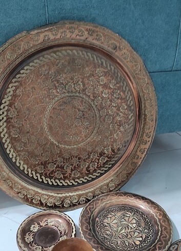 American Vintage bakır tepsi fincanlar