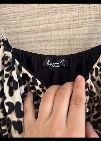 Leopar Desenli Kısa Askılı Tulum - Görsel 6