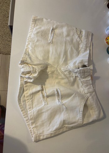 Beyaz Kadın  Mini Şort - Görsel 2