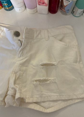 Beyaz Kadın  Mini Şort - Görsel 5