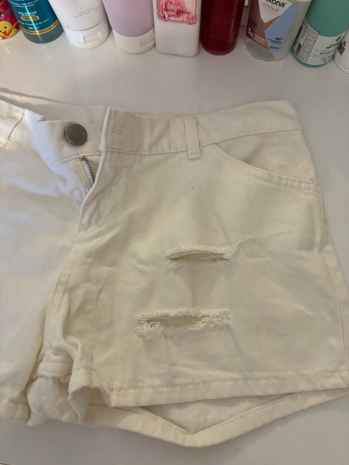 Beyaz Kadın  Mini Şort - Görsel 5