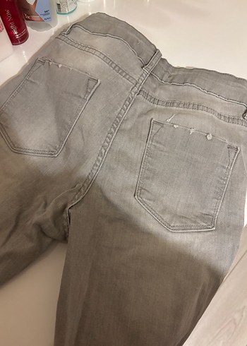 Gri Midi Denim Kadın Şort - Görsel 8