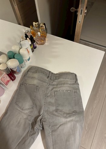 Gri Midi Denim Kadın Şort - Görsel 7