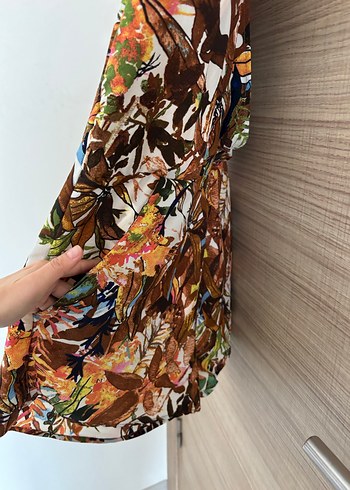 Kahverengi V Yaka Bohem Kolsuz Mini Tulum - Görsel 6