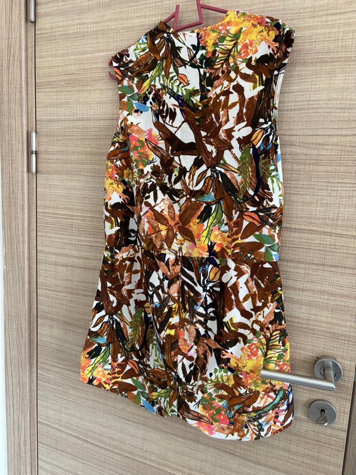 Kahverengi V Yaka Bohem Kolsuz Mini Tulum - Görsel 5