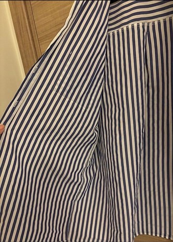 Uzun Kollu Çizgili Kadın Gömlek - Görsel 4