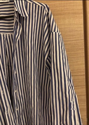 Uzun Kollu Çizgili Kadın Gömlek - Görsel 7