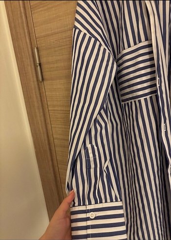 Uzun Kollu Çizgili Kadın Gömlek - Görsel 5