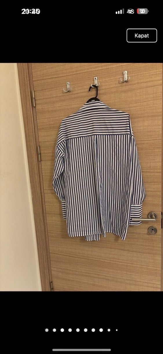 Uzun Kollu Çizgili Kadın Gömlek - Görsel 3