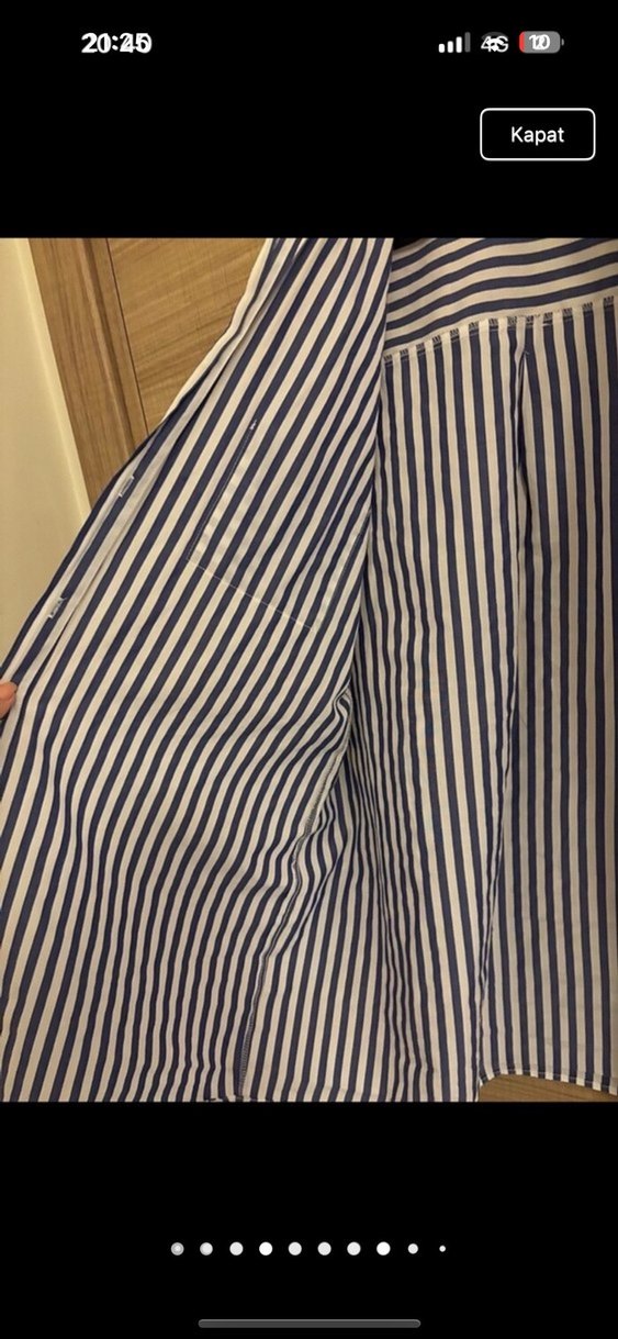 Uzun Kollu Çizgili Kadın Gömlek - Görsel 4