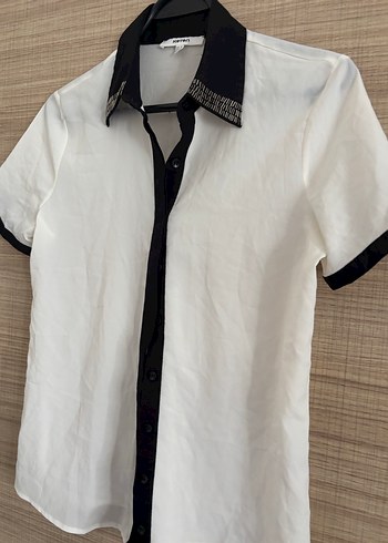 Parizyen Stil Siyah-Beyaz Kısa Kollu Gömlek - Görsel 4