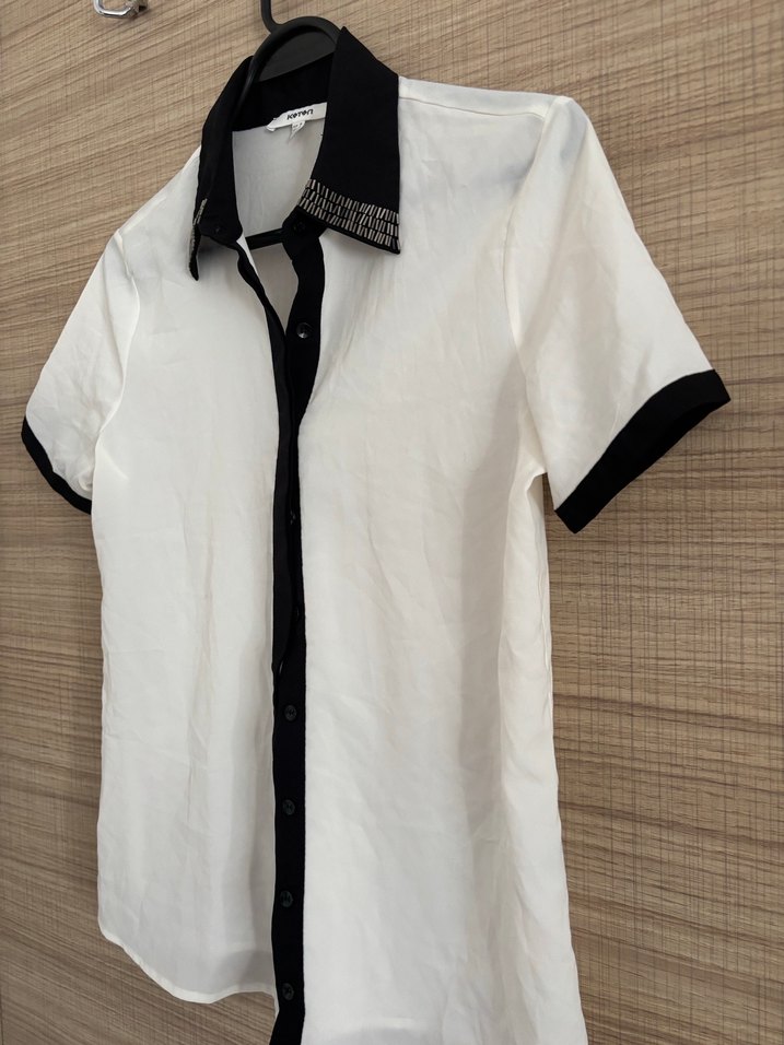 Parizyen Stil Siyah-Beyaz Kısa Kollu Gömlek - Görsel 5