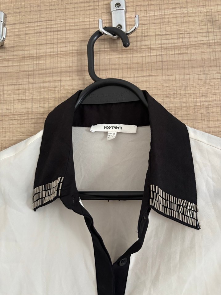 Parizyen Stil Siyah-Beyaz Kısa Kollu Gömlek - Görsel 3