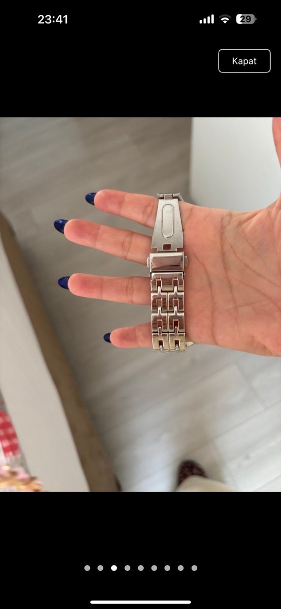 Zincir Detaylı Beyaz Gri Kadın Saat - Görsel 3