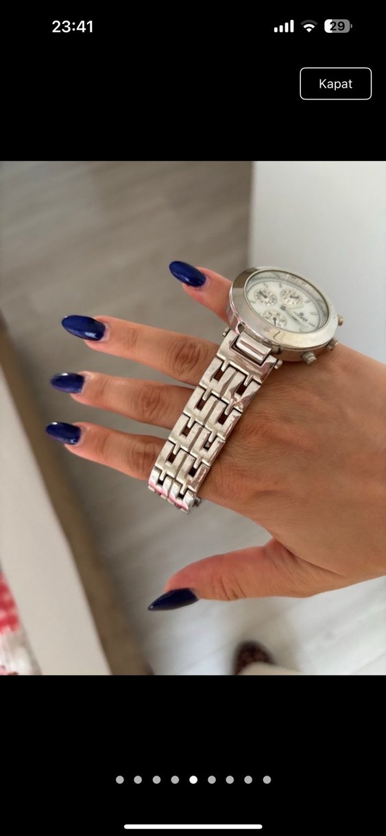 Zincir Detaylı Beyaz Gri Kadın Saat - Görsel 5