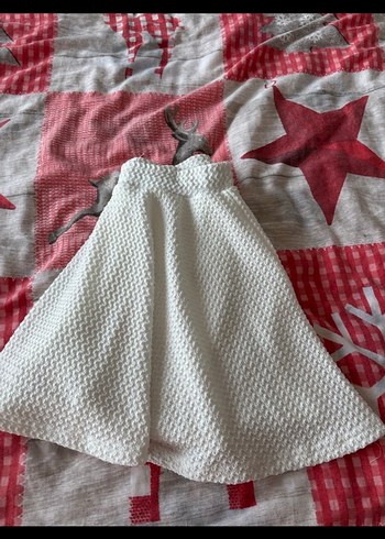 Beyaz Pilili Midi Pamuk Etek - Görsel 5