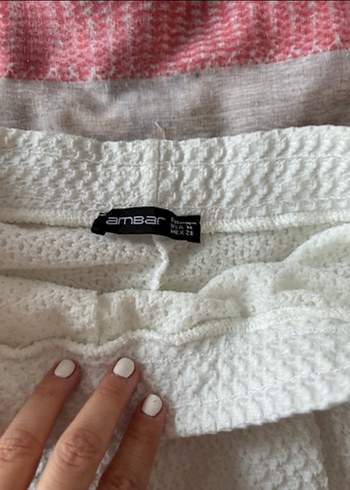 Beyaz Pilili Midi Pamuk Etek - Görsel 3