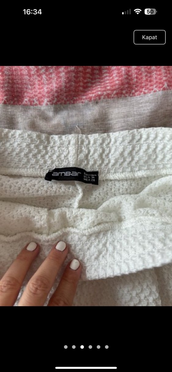 Beyaz Pilili Midi Pamuk Etek - Görsel 3