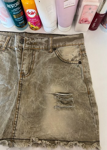 Düğmeli Bohem Salaş Midi Kot Etek - Görsel 3